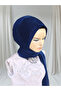 Light Navy Blue Stretchy Fabric Single Ready-Made Veil Ready-Made Shawl Ready-Made Turban - 2