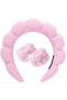Women's Towel Fabric Curved Spa Makeup Crown and Face Wash Bracelet Set - 4