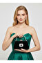 Black Suede Crystal Stone Metal Handle Chain Strap Evening Dress Bag Wedding Engagement Graduation