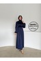 Balloon Sleeve Satin Hijab Oversize Piping Belted Hijab Dress - 3
