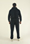 Men's Winter Cotton Kangaroo Pocket Sweatshirt Bottom Baggy Tracksuit Set-Black - 5