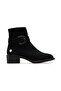 Women's genuine leather heeled daily boots 25k d25kb-8075 z black nubuck