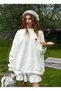 Paris Written Heart Hot Air Balloon Printed Sweatshirt – Unisex Oversized Model Paris 🖤 - 2