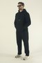 Men's Winter Fleece-Lined Sweatshirt with Kangaroo Pocket and Baggy Sweatpants Set-Black