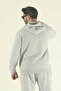 Men's Winter Fleece-Lined Sweatshirt with Kangaroo Pocket and Baggy Bottom Sweatpants Set-Grey - 5