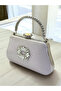 Color Glittery Satin Crystal Stone Handle Women's Evening Dress Bag - 2