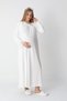 Women's Ecru Special Lace Detailed Full Length Design Winter Long Sleeve Maternity Dressing Gown Nightgown Set - 3