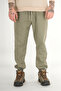 Men's Light Khaki Jogger Pants Relaxed Fit Cotton Elasticated Cuffs Drawstring - 2