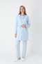 Women's Blue Lace Detailed Long Sleeve Special Design Maternity Maternity Dressing Gown Pajama Set - 7
