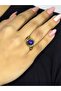 Natural Stone Lapis Natural Stone Antique Model Women's Adjustable Ring Euy80L - 2