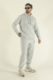 Men's Winter Tracksuit Set Hooded Sweatshirt Jogger - Gray Regular Elastic Leg - 3