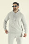 Men's Winter Tracksuit Set Hooded Sweatshirt Jogger - Gray Regular Elastic Leg - 2