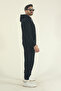 Men's Winter Cotton Tracksuit Set Kangaroo Pocket Sweatshirt Jogger - Black Regular Elasticated Leg - 4