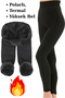 Women's Black Thermal Underwear Leggings – High Waist, Plush Fleece Inside, Ankle Banded, Winter