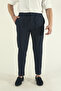Men's Stretch Fabric Elastic Waist Lace-Up Striped Ankle Length Side Pocket Jogger Pants - 3