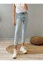 Medium Blue Snow Stretch Fabric High Waist Slim Mom Jeans - 3