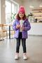 Miniğimin Cicilerin Krm Kalp Printed Inside Welsoft Girl's m Transitional Coat - Purple - 2