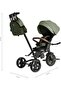 Comfo Max 7-in-1 Tricycle, Reclining Seat, 360° Rotation, Canopy – Olive Green - 7