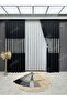 Pallas Desen Luxury Black Panel Background Curtain with Silver Detailing and Tight Pleats (Single Panel Price) - 2