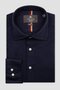 Lorenzo Jersey Viscose Blended Comfort Fit Navy Blue Classic Collar Men's Plain Shirt - 5