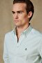 Luca Oxford Stretch Cotton Blend Comfort Fit Green Button down Collar Men's Striped Shirt - 4