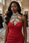 Silver Color Stone Detailed Design Evening Dress Necklace - 3