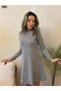 Women's Long Sleeve Loose Turtleneck Acrylic Knitwear Dress - 6
