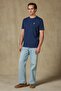 Edge Combed Cotton Comfort Fit Navy Blue Crew Neck Men's Plain T-Shirt - 2