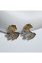 Gold Silver Mix Leaf Shape Metal Big Earrings – Stylish and Elegant Women's Jewelry Accessory - 2