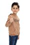 Brown Boy's Relaxed Fit Hooded Pocket Lightweight Drop Shoulder Printed Sweatshirt - 2 Thread - 2