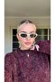 Cream Frame Black Glass Trend Slim Rectangle Women's Glasses Uv400 Protected White Retro Sun Model - 2