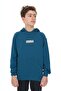 Petrol Blue Boys' Relax Fit Hooded Pocket Lightweight Drop Shoulder Printed Sweatshirt - 2 Thread - 2