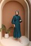 Emerald Green Balloon Sleeve Pleated Evening Dress - 6