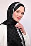 شال مونوغرام بنمط الشطرنج مخطط باللونين الأسود والرمادي - 3