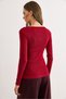 Women's Burgundy Metal V Detailed Flexible Ribbed Knit Blouse Blz-19003129 - 2