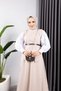 Gamze Skirted Belted Suit - Beige - 2