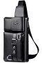 Duchic Men's Leather Crossbody Shoulder Bag – Multi-Pocket Sling Chest Bag black