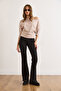 Women's Black Flared Size L Stretch Fabric Pants Pnt-19000375 - 5