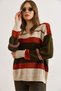 Women's Stone V-Neck Color Block Knitwear Sweater Kzk-19001024 - 5