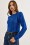 Women's Cobalt Blue Wave Knitted Crop Knitwear Sweater Kzk-19000822