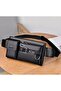 Duchic Men's Leather Crossbody Shoulder Bag – Multi-Pocket Sling Chest Bag black - 2