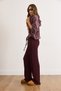 Women's Plum Pocketed Elastic Waist Textured Palazzo Pants Pnt-19000377 - 5