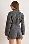 Women's Smoked Wide Sleeve Detailed Knit Detailed Crop Knitwear Sweater Kzk-19001040 - 5