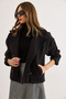 Women's Black Lined Double-Breasted Collar Pocket Short Cashmere Coat Kbn-19000015 - 3