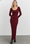 Women's Burgundy Ribbed Knit Maxi Dress - 3