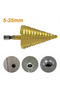5-35mm HSS Titanium Core Step Drill Bit Spiral Groove Wood Metal Hole Cutter High Speed Steel Cor... - 6