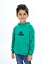 Green Boy's Relax Fit Hooded Pocket Raglan Sleeve Printed Sweatshirt - 2 Thread