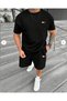 Unisex Oversized Loose-Fit T-shirt Shorts Top and Bottom PARIS LOGO Two-Piece Set Women/Men - 2