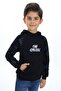 Black Boy's Relax Fit Hooded Pocket Raglan Sleeve Printed Sweatshirt - 2 Thread - 2
