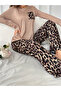 Pocket Detail T-Shirt and Leopard Print Pyjama Set - 4